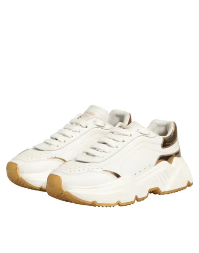 Pre-owned Dolce & Gabbana White Gold Daymaster Low Top Sneakers Women's Shoes ()