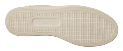 Dolce & Gabbana White Gold Leather Low Top Women's Sneakers In White