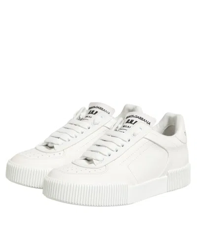Dolce & Gabbana White Leather Miami Low Top Sneakers Women's Shoes In White