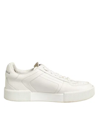 Pre-owned Dolce & Gabbana White Leather Miami Low Top Sneakers Women's Shoes ()