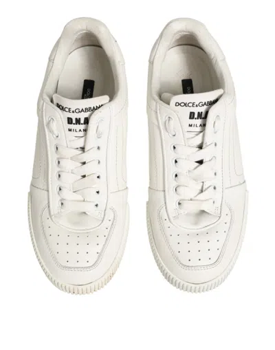 Pre-owned Dolce & Gabbana White Leather Miami Low Top Sneakers Women's Shoes ()
