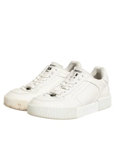 Pre-owned Dolce & Gabbana White Leather Miami Low Top Sneakers Women's Shoes ()
