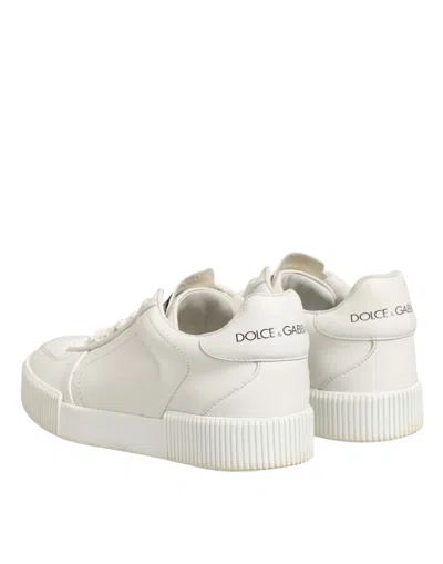 Pre-owned Dolce & Gabbana White Leather Miami Low Top Sneakers Women's Shoes ()