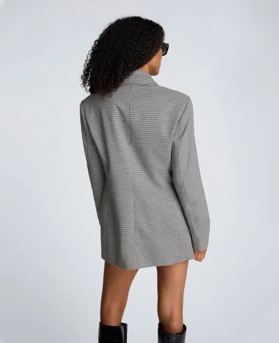 Kenneth Cole Double-breasted Flat Pocket Houndstooth Jacket In Gray