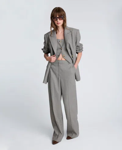 Kenneth Cole Double-breasted Flat Pocket Houndstooth Jacket In Gray