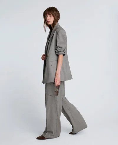 Kenneth Cole Double-breasted Flat Pocket Houndstooth Jacket In Gray