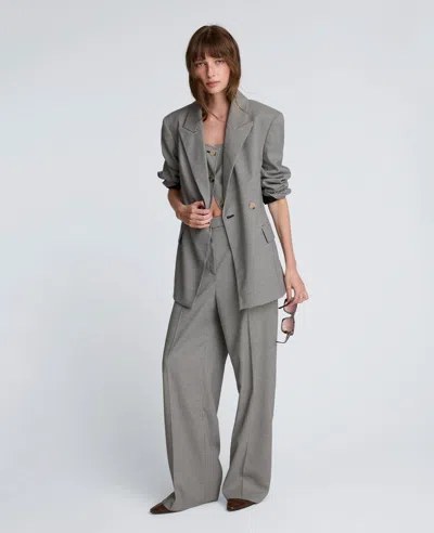 Kenneth Cole Double-breasted Flat Pocket Houndstooth Jacket In Gray