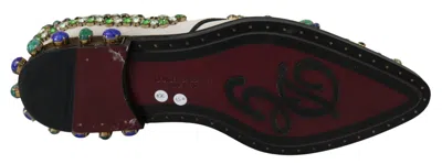 Dolce & Gabbana White Suede Crystal Dress Broque Women's Shoes In Multi