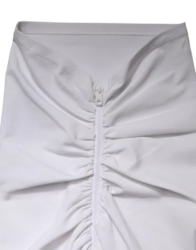 Dolce & Gabbana White Viscose Pencil Cut High Waist Mini Women's Skirt In White