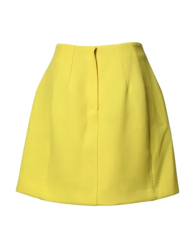 Dolce & Gabbana Yellow Wool Buttoned High Waist Mini Skirt In Yellow