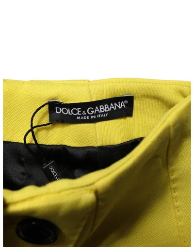 Dolce & Gabbana Yellow Wool Buttoned High Waist Mini Skirt In Yellow