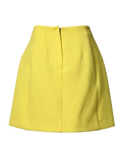 Pre-owned Dolce & Gabbana Yellow Wool Buttoned High Waist Mini Women's Skirt ()
