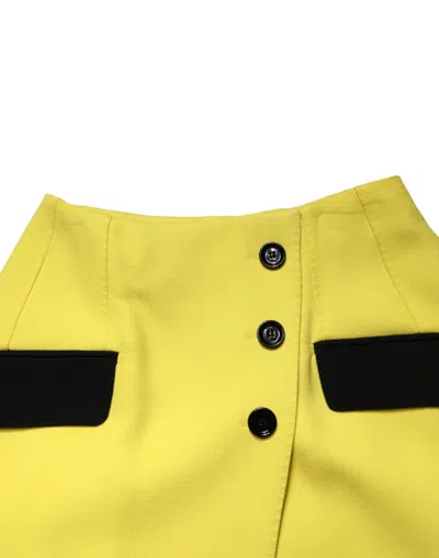 Pre-owned Dolce & Gabbana Yellow Wool Buttoned High Waist Mini Women's Skirt ()