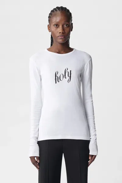 Ann Demeulemeester Fiene Printed Long Sleeve T-shirt In White