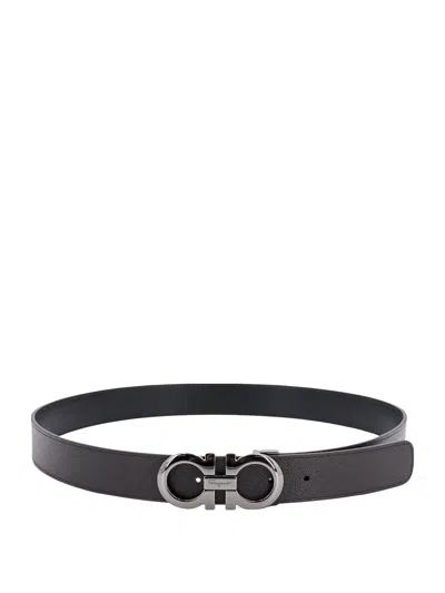 Ferragamo Men Reversible Leather Belt In Black