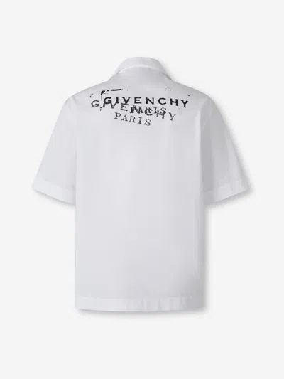 Givenchy Convertible-collar Logo-print Cotton-poplin Shirt In White