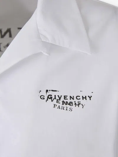 Givenchy Convertible-collar Logo-print Cotton-poplin Shirt In White