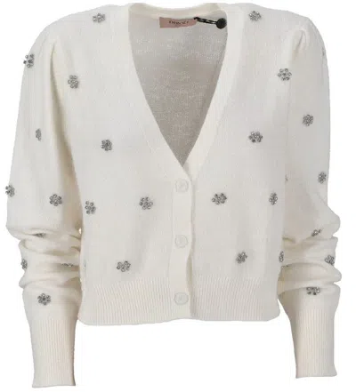 Twinset White Cropped Cardigan In White