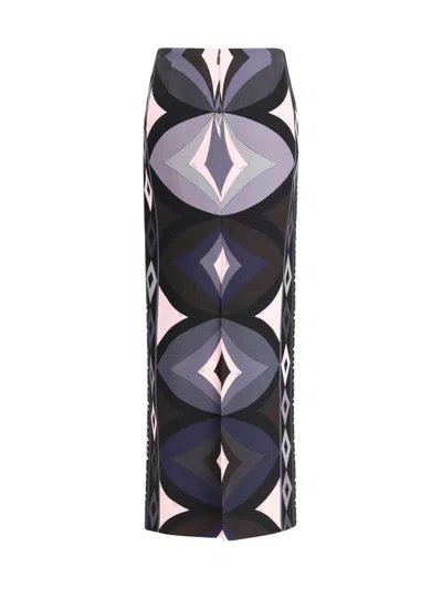 Pucci Printed Stretch-scuba Maxi Skirt In Blue