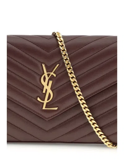 Saint Laurent Shoulder Bags In Burgundy