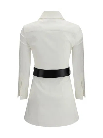 Balenciaga Longline Dress Belted At The Waist In White