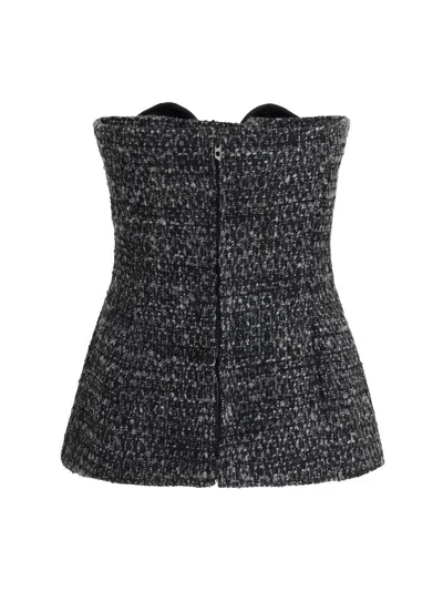 Diesel Bouclé Corset Top With Ultra-low Cut In Black