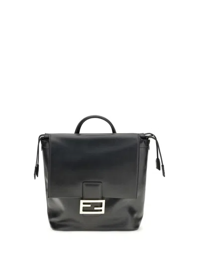 Fendi Women Leather Grace Backpack In Black