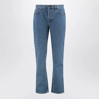 Burberry Straight Cut Five-pocket Denim Trousers In Blue