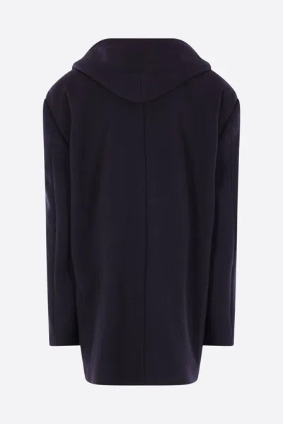 Balenciaga Men Short Coat With Hood In Blue