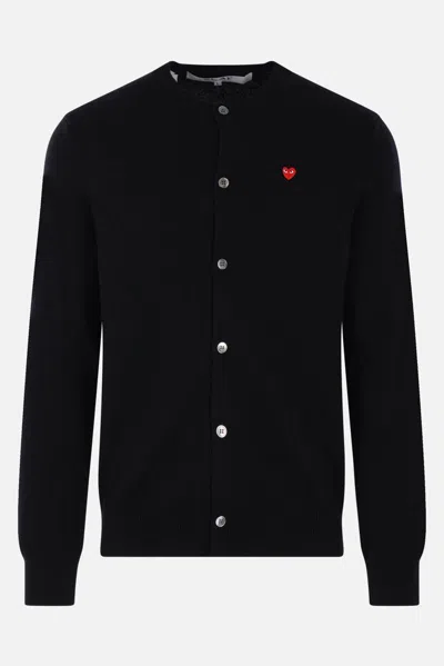 Comme Des Garçons Play Ribbed Cuff And Hem Crewneck Top In Black