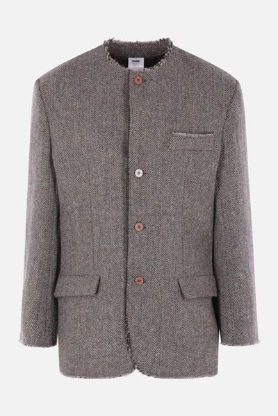 Magliano Herringbone Single Breasted Jacket In Gray
