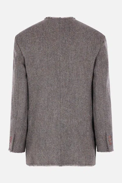 Magliano Herringbone Single Breasted Jacket In Gray