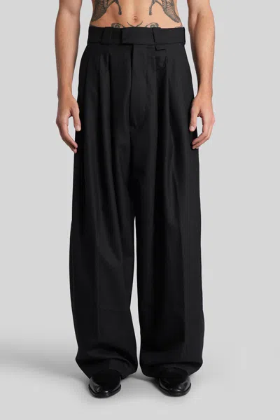 Willy Chavarria Cascada Trousers Pants In Black Wool In Black