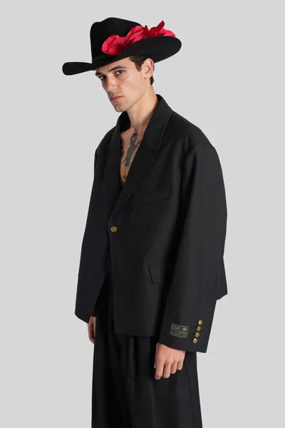 Willy Chavarria Black Box Cutter Blazer In Black