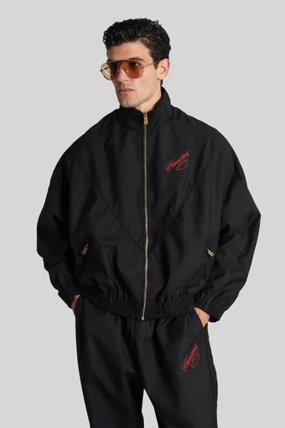 Willy Chavarria Ruff Rider Logo-embroidered Wool Bomber Jacket In Black