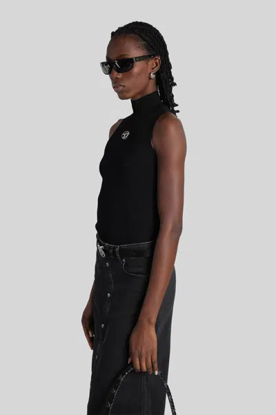 Diesel M-onervax-top Topwear In Black Viscose In Black