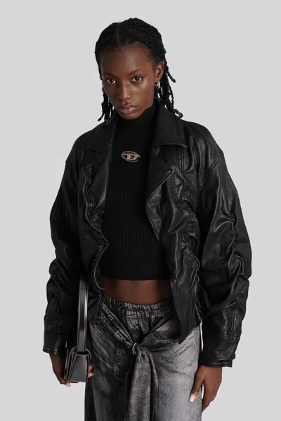 Diesel M-valari Ribbed Knit Long-sleeved Top In Black