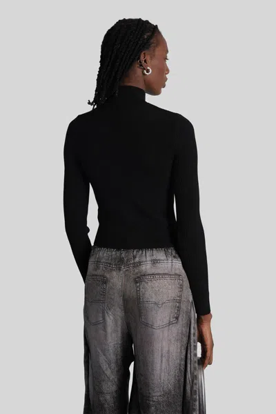 Diesel M-valari Ribbed Knit Long-sleeved Top In Black