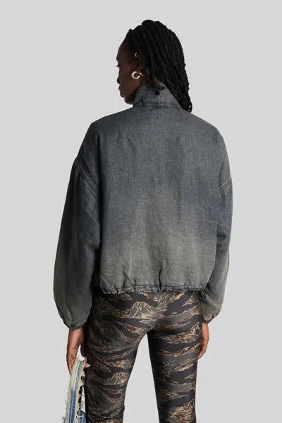 Diesel De-flower-s Bomber Jacket In Blue Cly In Gray