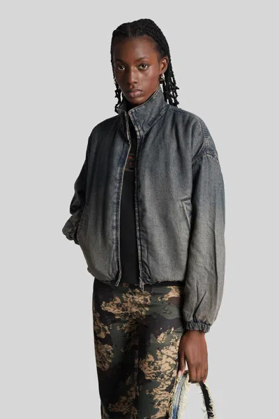 Diesel De-flower-s Bomber Jacket In Blue Cly In Gray