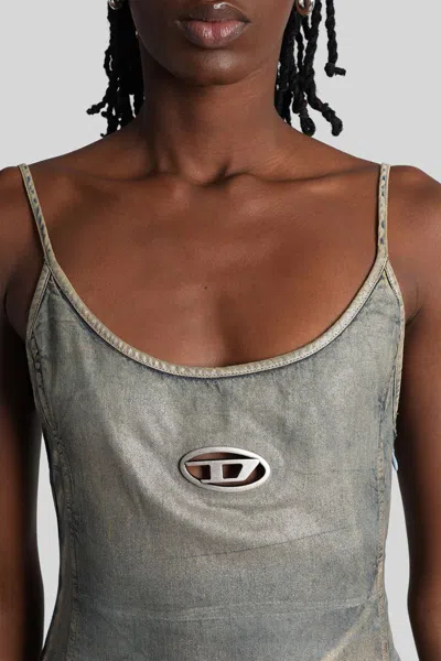 Diesel De-vera-s Long Dress In Blue Cotton In White