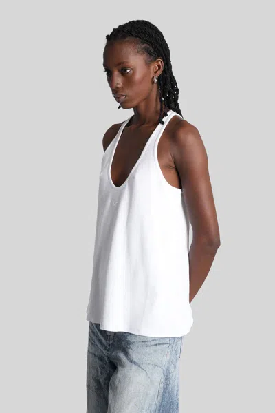 Diesel White Cotton Blend Tank Top Women In White