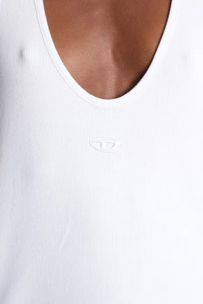 Diesel White Cotton Blend Tank Top Women In White