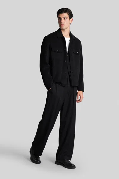 Attachment Casual Jacket In Black Wool In Black