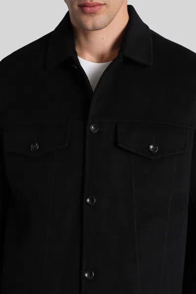 Attachment Casual Jacket In Black Wool In Black