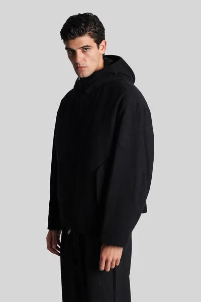 Attachment Casual Jacket In Black Wool In Black