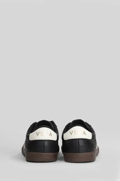 Veja Leather Sneakers In Black And White In Black