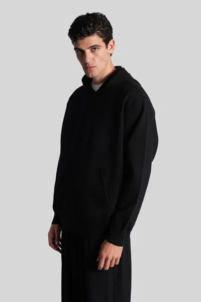 Attachment Sweatshirt In Black Wool In Black