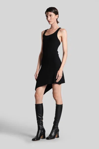 Courrèges Mini Dress In Black Viscose In Black
