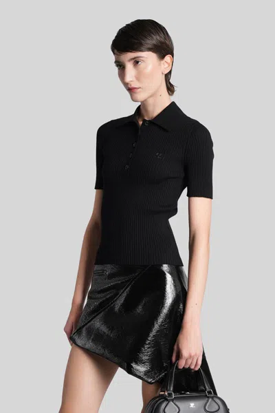 Courrèges Polo In Black Viscose In Black